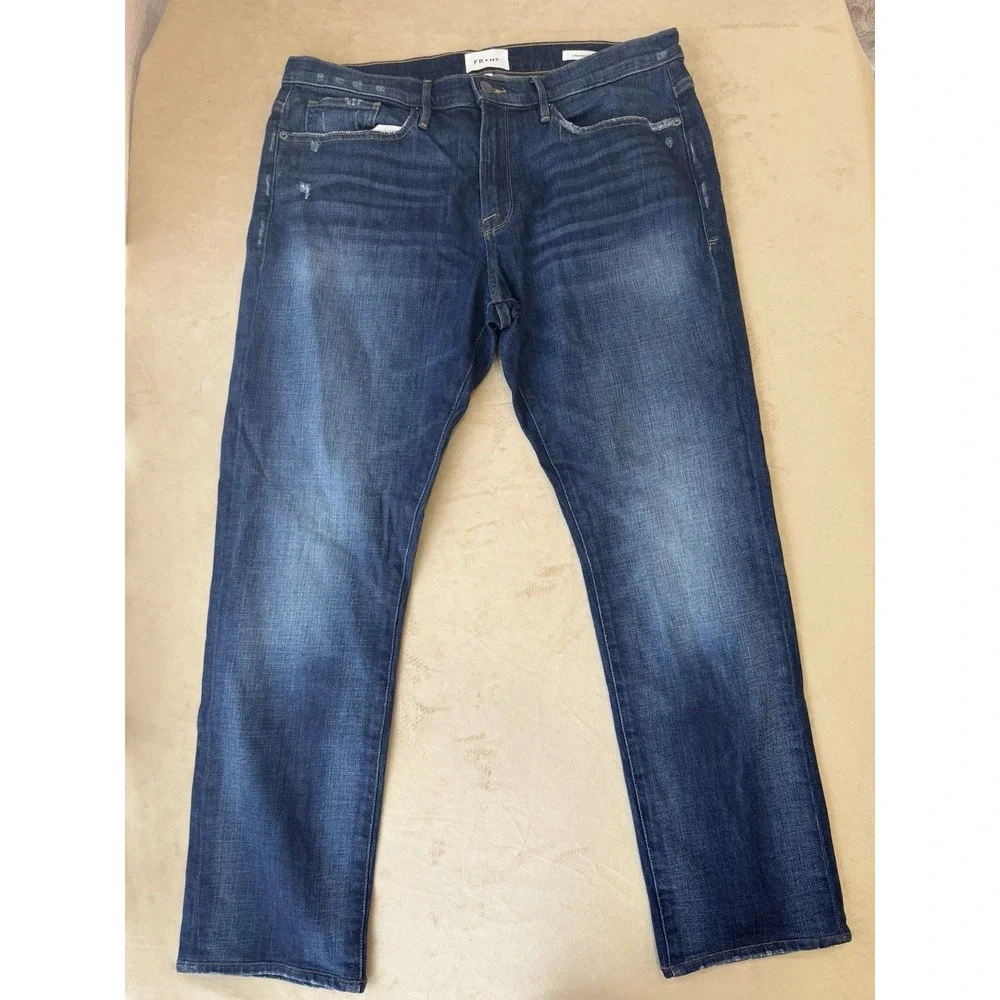 Frame L'Homme Slim Jeans Mens 36X30 Bue Stretch Denim Straight Leg Pants‎